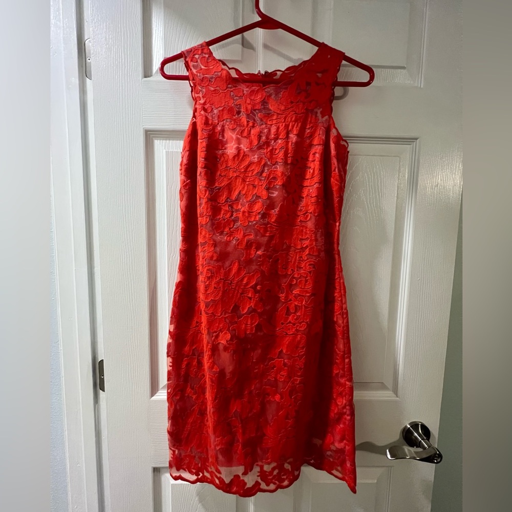 Gianni Bini Lace Overlay Red/Orange Dress size 0